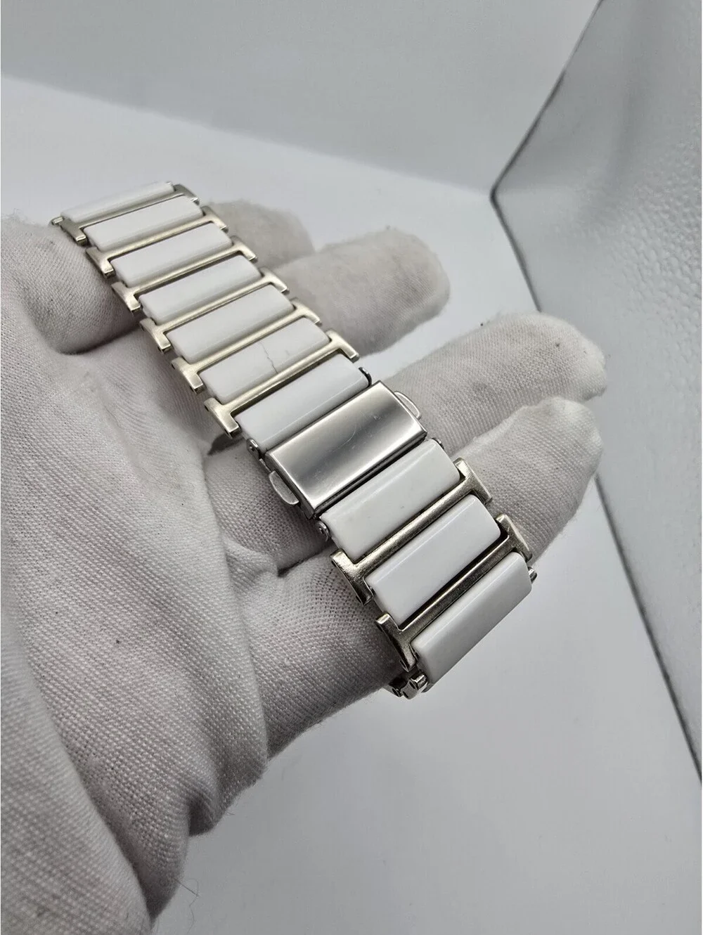 Feiwo Rectangular Quartz Watch White Ceramic Style Bracelet Crystal Markers